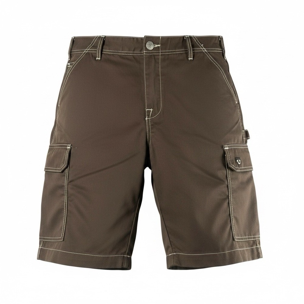 TRUE RELIGION Cargo Shorts Mens 32 Utility Bracken Brown Contrast NEW